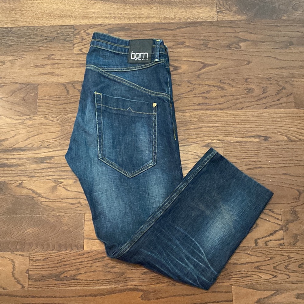 BORN TED BAKER - straight fit dark wash denim cotton and elastane size 34R